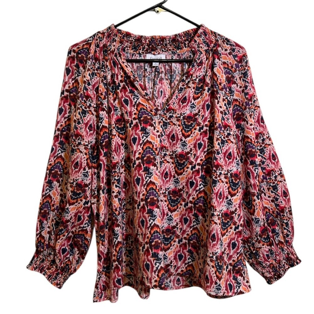 Evereve boho colorful peasant blouse size XL